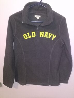 Old Navy Olive Green Quarter-Zip Pullover with Yellow Logo